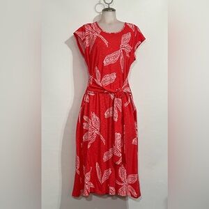 Denim & CO orange Floral Women's short sleeve long summer Dress size L gtl used